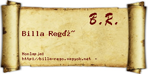 Billa Regő névjegykártya